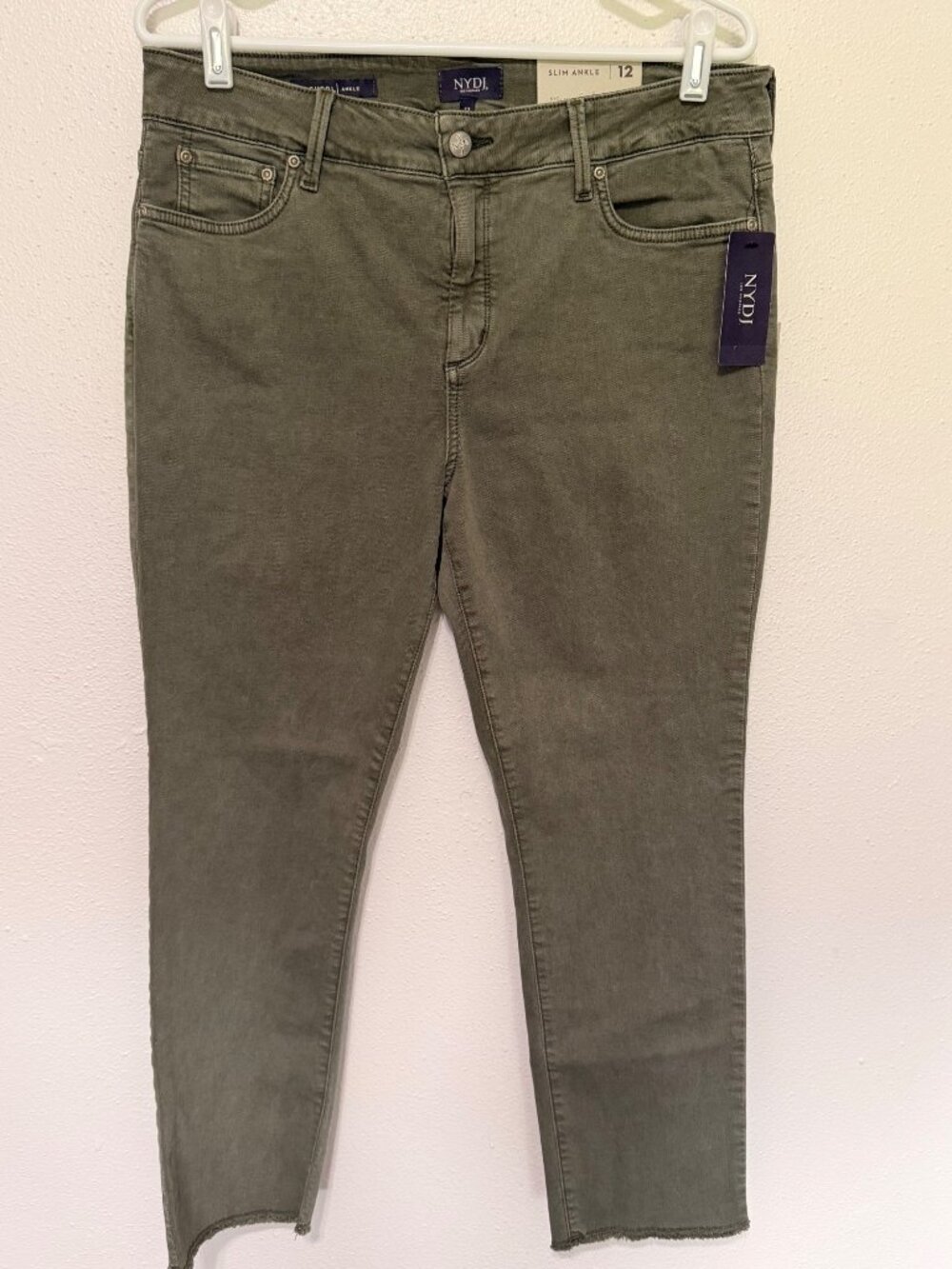NYDJ LIFT TUCK Lift & Tuck Tech Ankle Slim Pants Olive Green Jeans 12